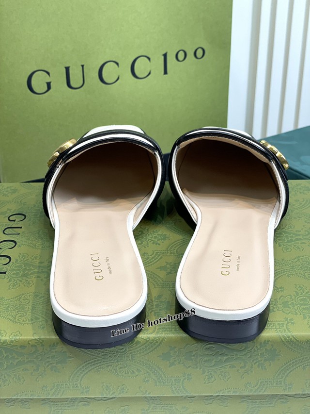 gucci羊皮半拖鞋 古馳22新款Gucci經典平底拖 dx3291